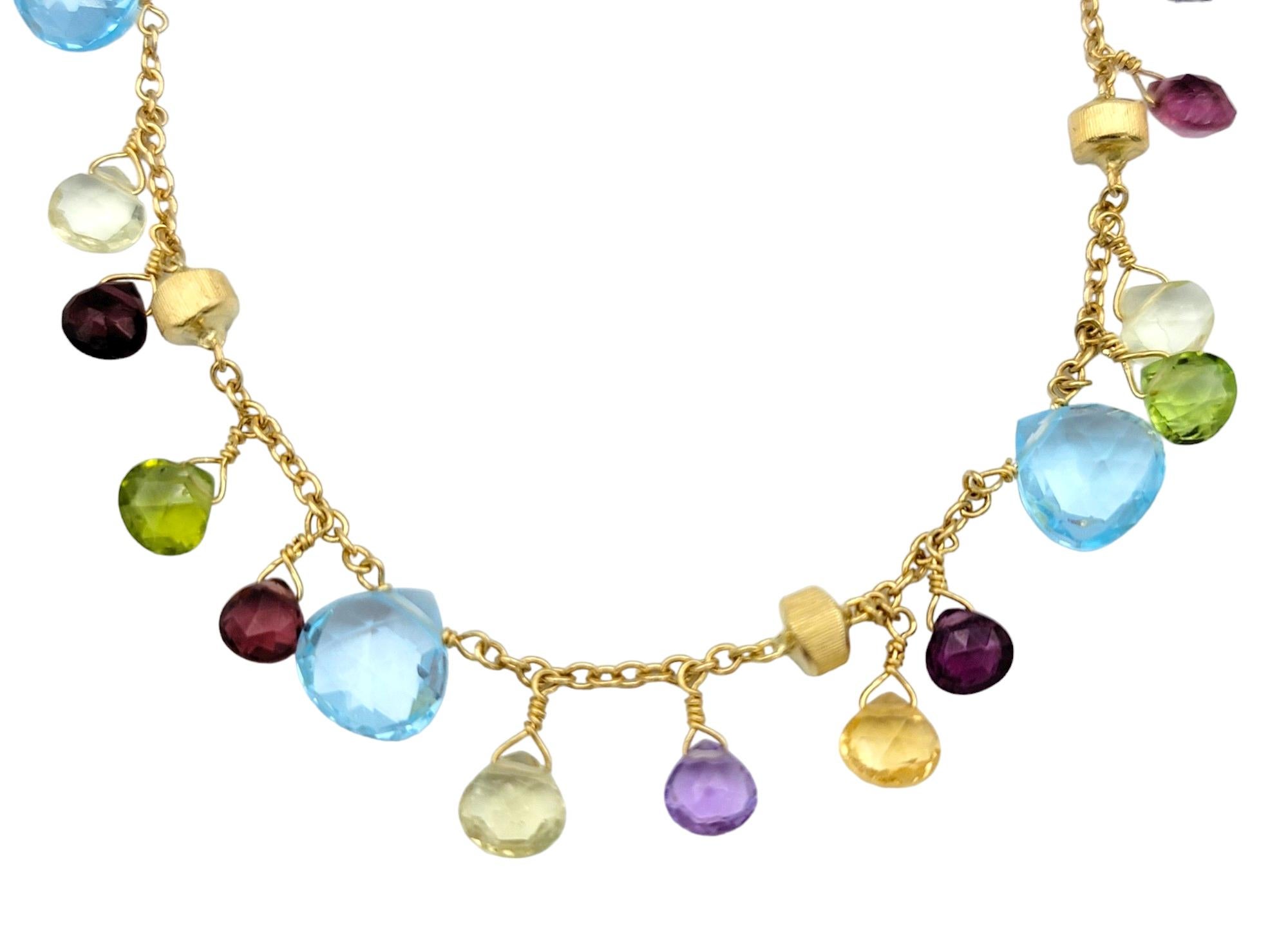 Contemporary Marco Bicego Paradise Multi-Color Gemstone Necklace Set in 18 Karat Yellow Gold For Sale