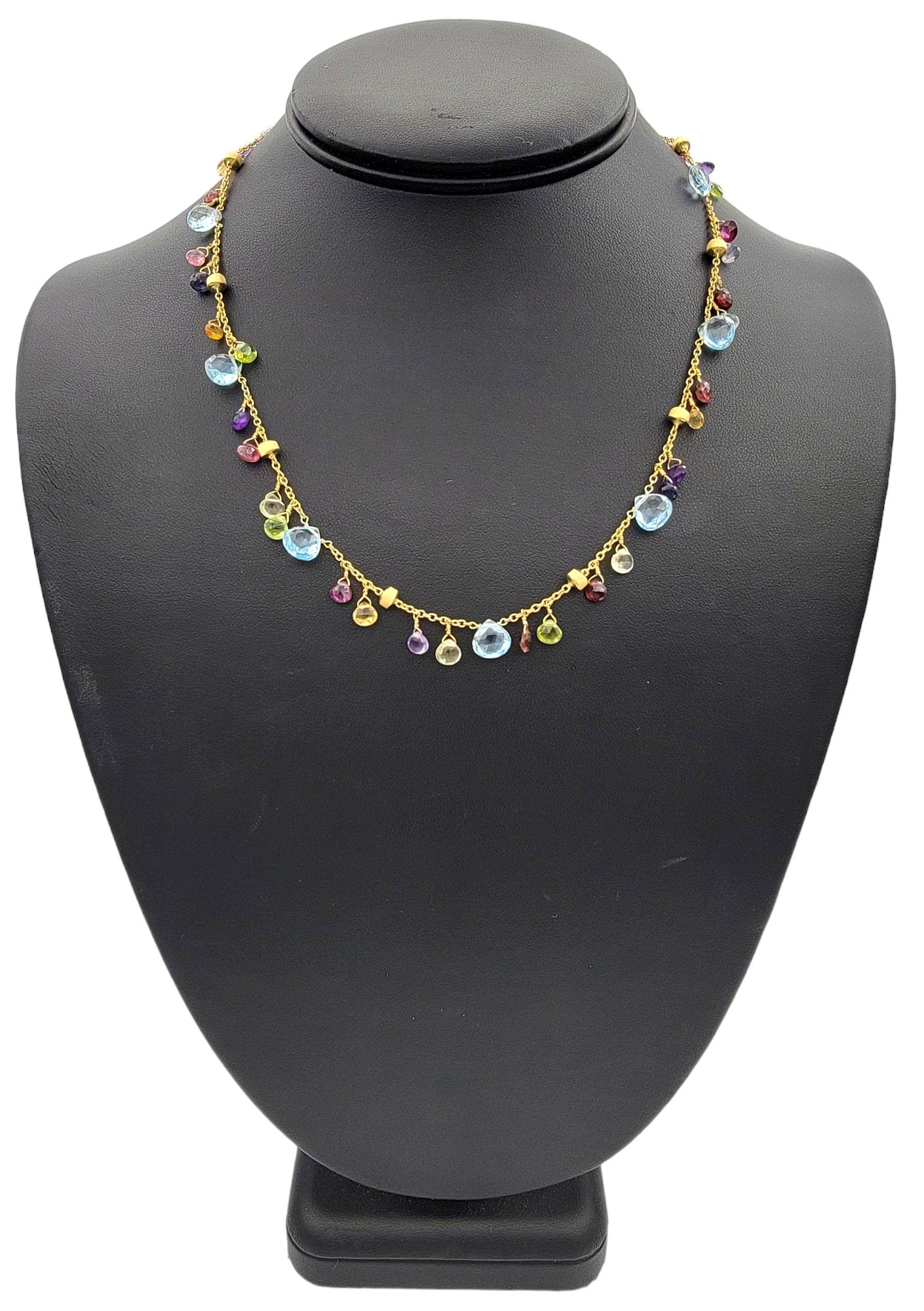 Marco Bicego Paradise Multi-Color Gemstone Necklace Set in 18 Karat Yellow Gold For Sale 1