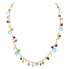 Marco Bicego Paradise Multi-Color Gemstone Necklace Set in 18 Karat Yellow Gold