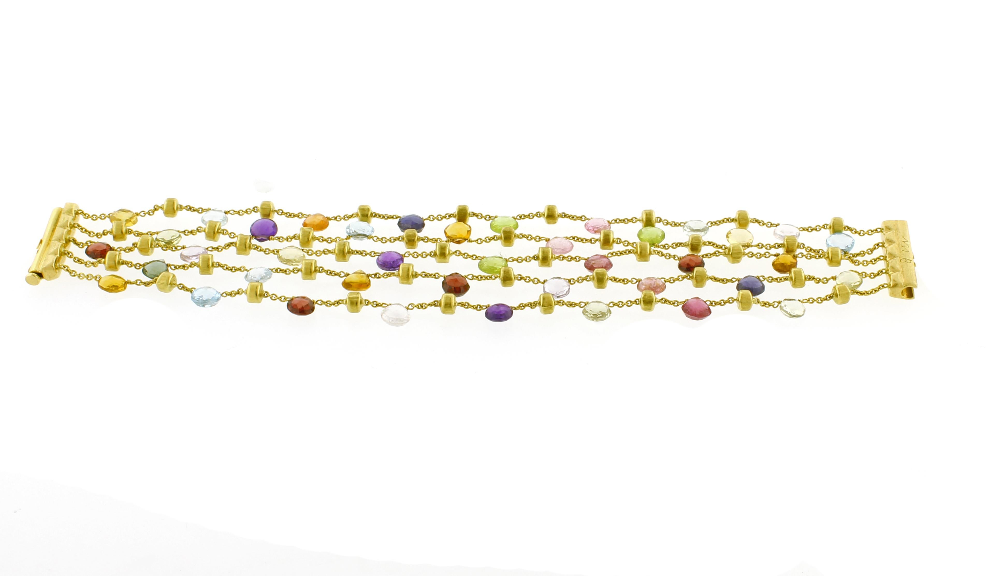 Marco Bicego Paradise Multicolored Gem Stone Bracelet In Excellent Condition In Bethesda, MD