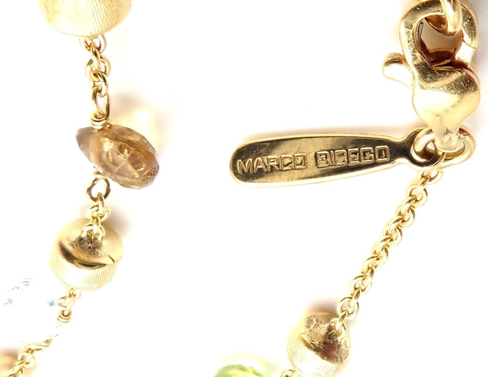 Marco Bicego Paradise Multi-Colored Gemstone Yellow Gold Necklace In Excellent Condition In Holland, PA