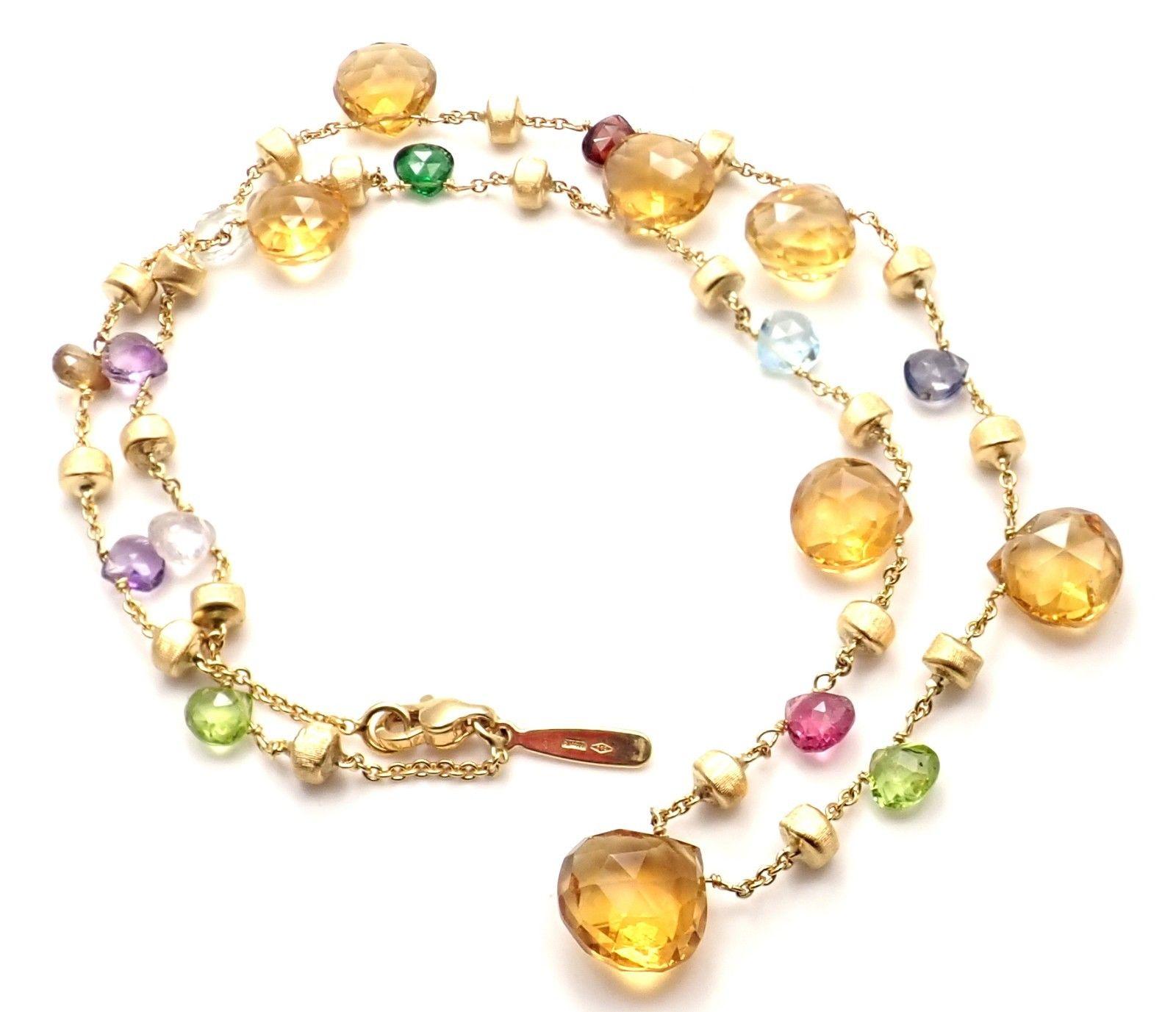 Marco Bicego Paradise Multi-Colored Gemstone Yellow Gold Necklace 1