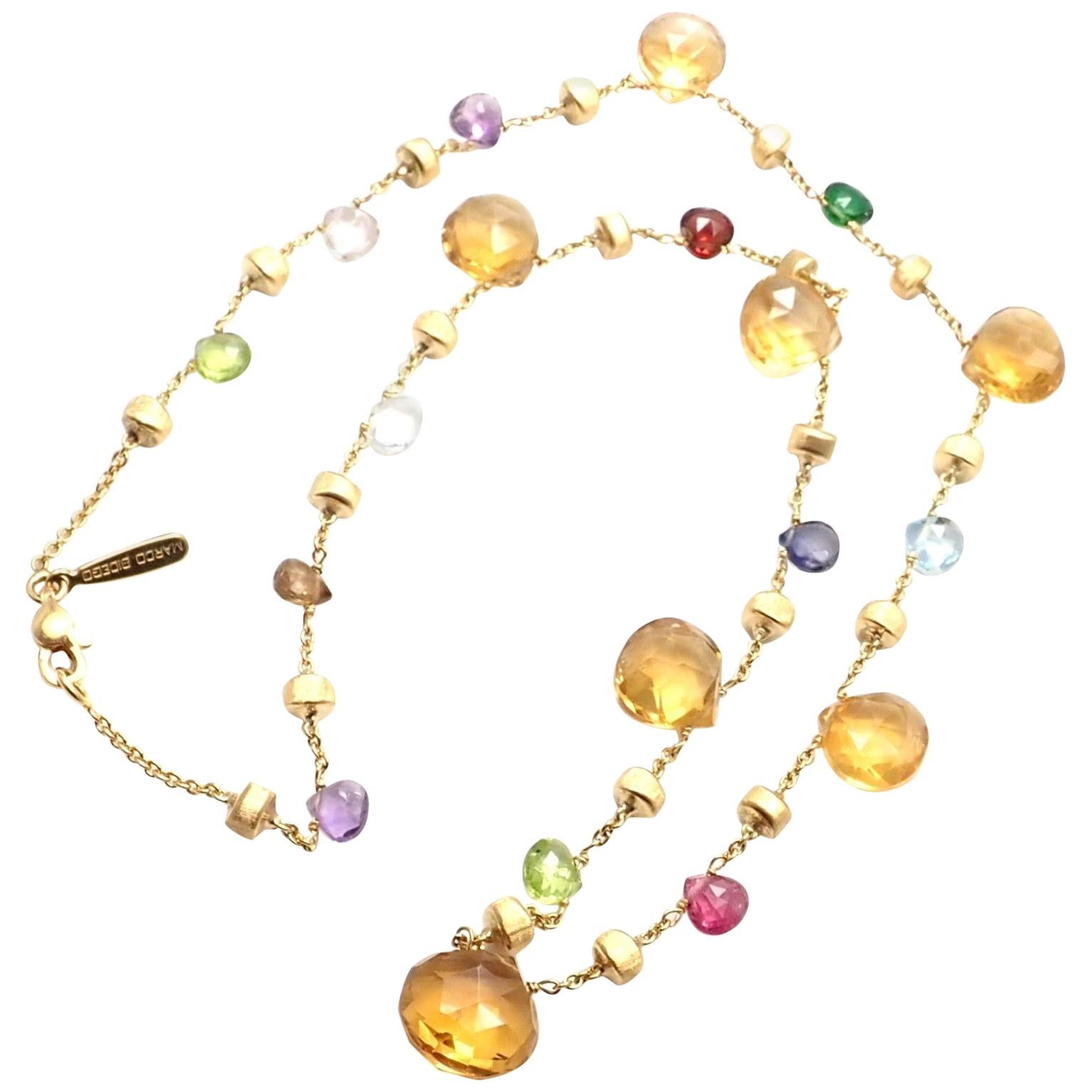Marco Bicego Paradise Multi-Colored Gemstone Yellow Gold Necklace