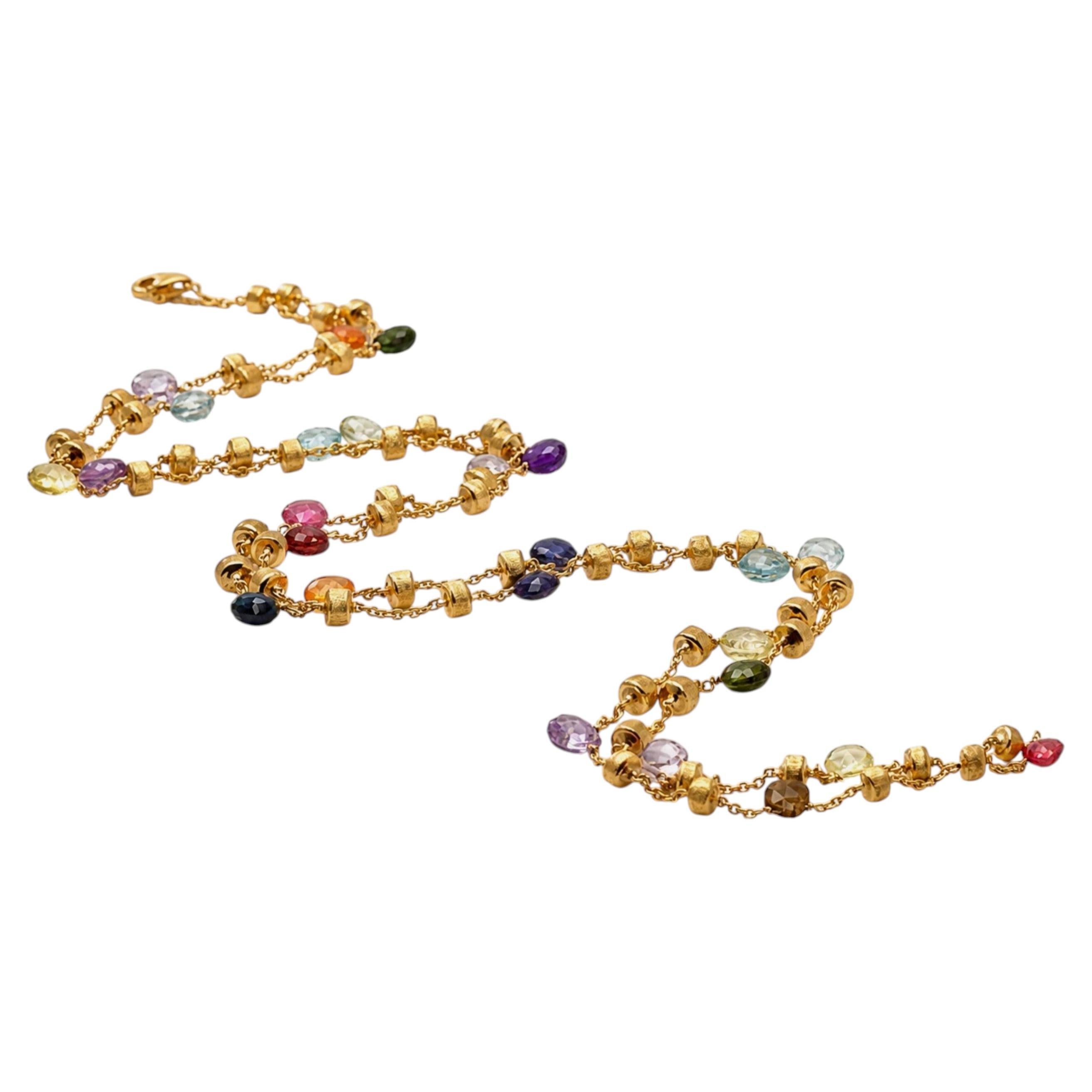 Marco Bicego Paradise Multi-Gemstone Necklace 18k Yellow Gold 36in