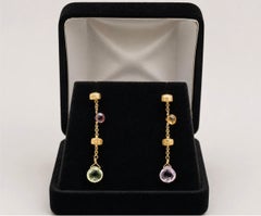 Marco Bicego Paradise Multi-Gemstone Single Strand Earrings 18k Yellow Gold