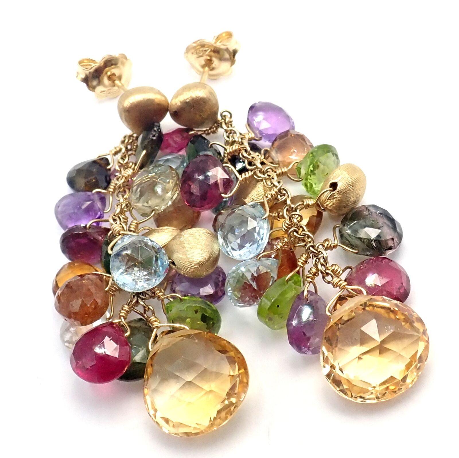 Women's or Men's Marco Bicego Paradise Multicolor Gemstone Gold Earrings
