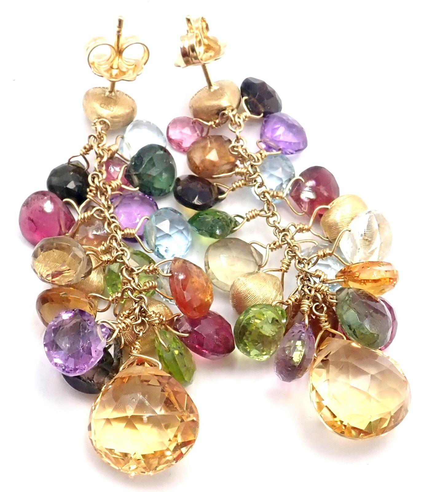 Marco Bicego Paradise Multicolor Gemstone Gold Earrings 1
