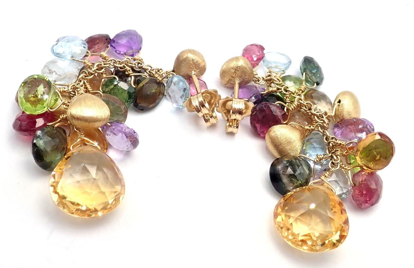 Marco Bicego Paradise Multicolor Gemstone Gold Earrings 4