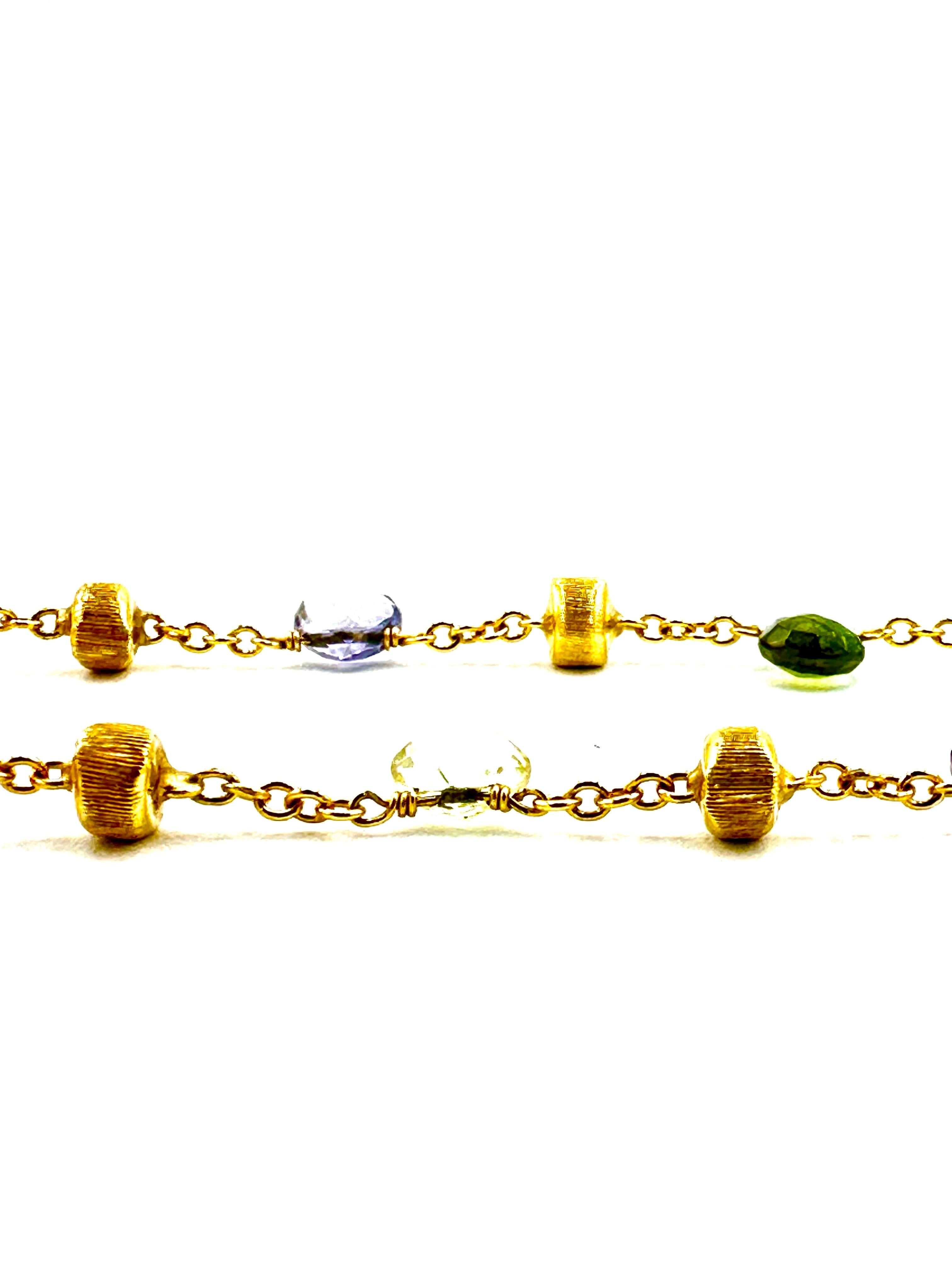 Marco Bicego Paradise Multicolor Gemstone Pearl and 18K Yellow Gold Necklace 2