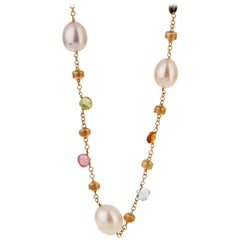 Marco Bicego Paradise Pearl Gemstone Gold Necklace