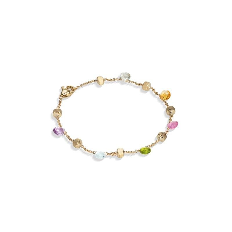 Marco Bicego Paradise Yellow Gold Mixed Gemstone Single Strand Bracelet BB765 In New Condition In Wilmington, DE