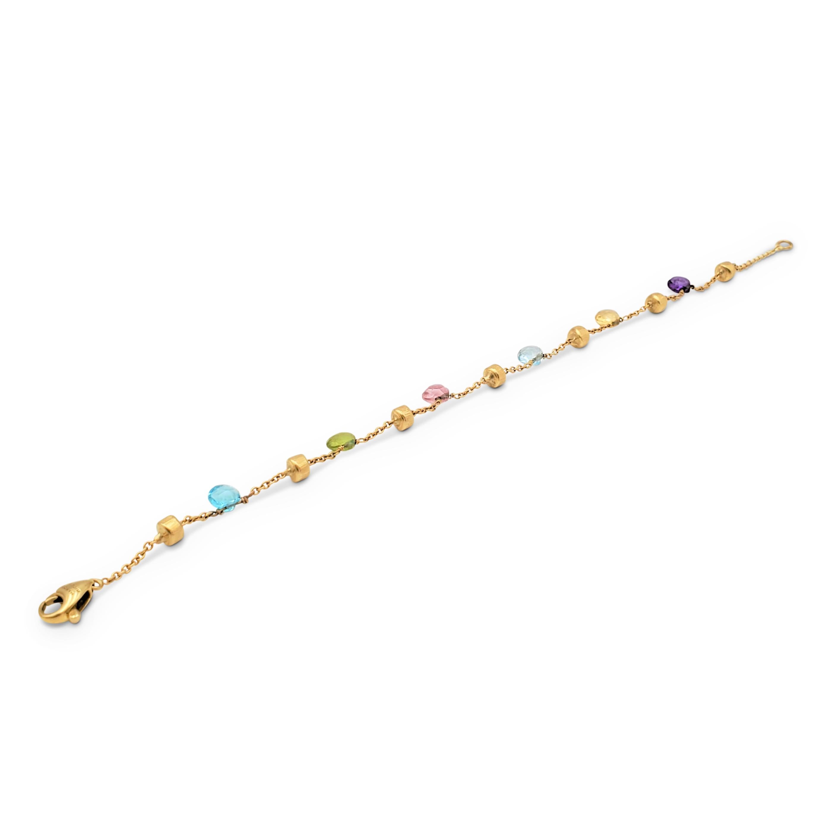 Uncut Marco Bicego 'Paradise' Yellow Gold Mixed-Gemstone Single Strand Bracelet