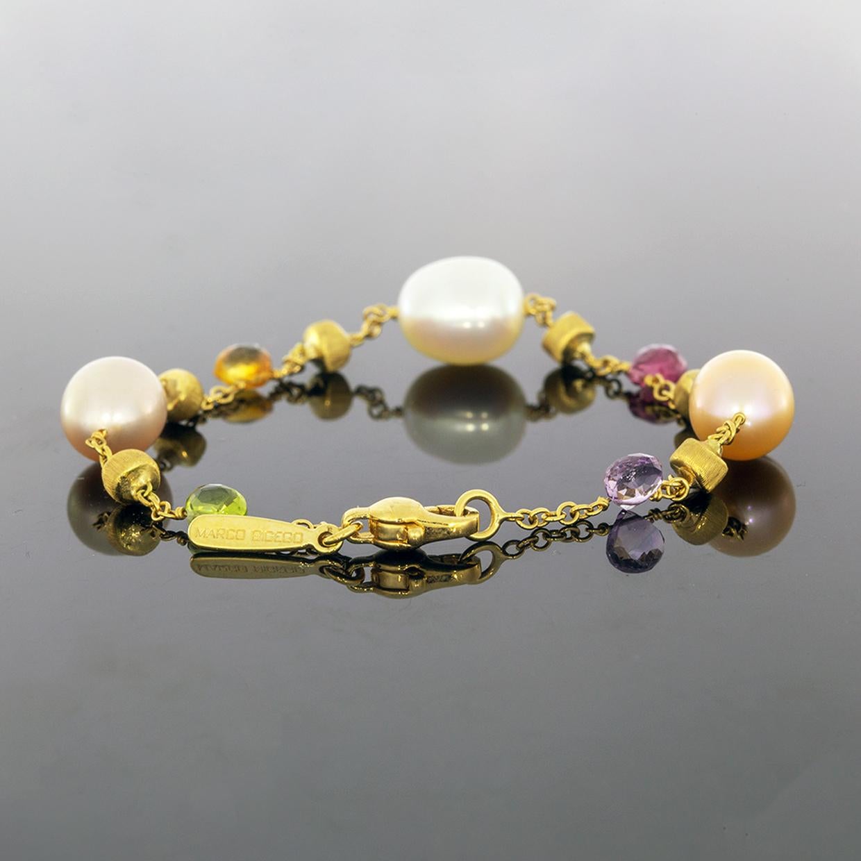Women's Marco Bicego Paradise Yellow Gold Multi Gemstone and Pearl Bracelet
