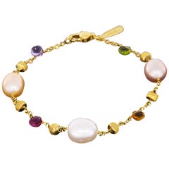 Marco Bicego Paradise Yellow Gold Multi Gemstone and Pearl Bracelet