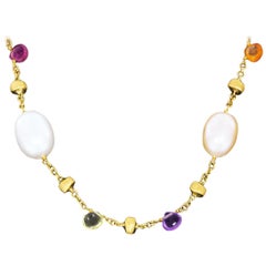 Marco Bicego Paradise Yellow Gold Multi Gemstone and Pearl Necklace