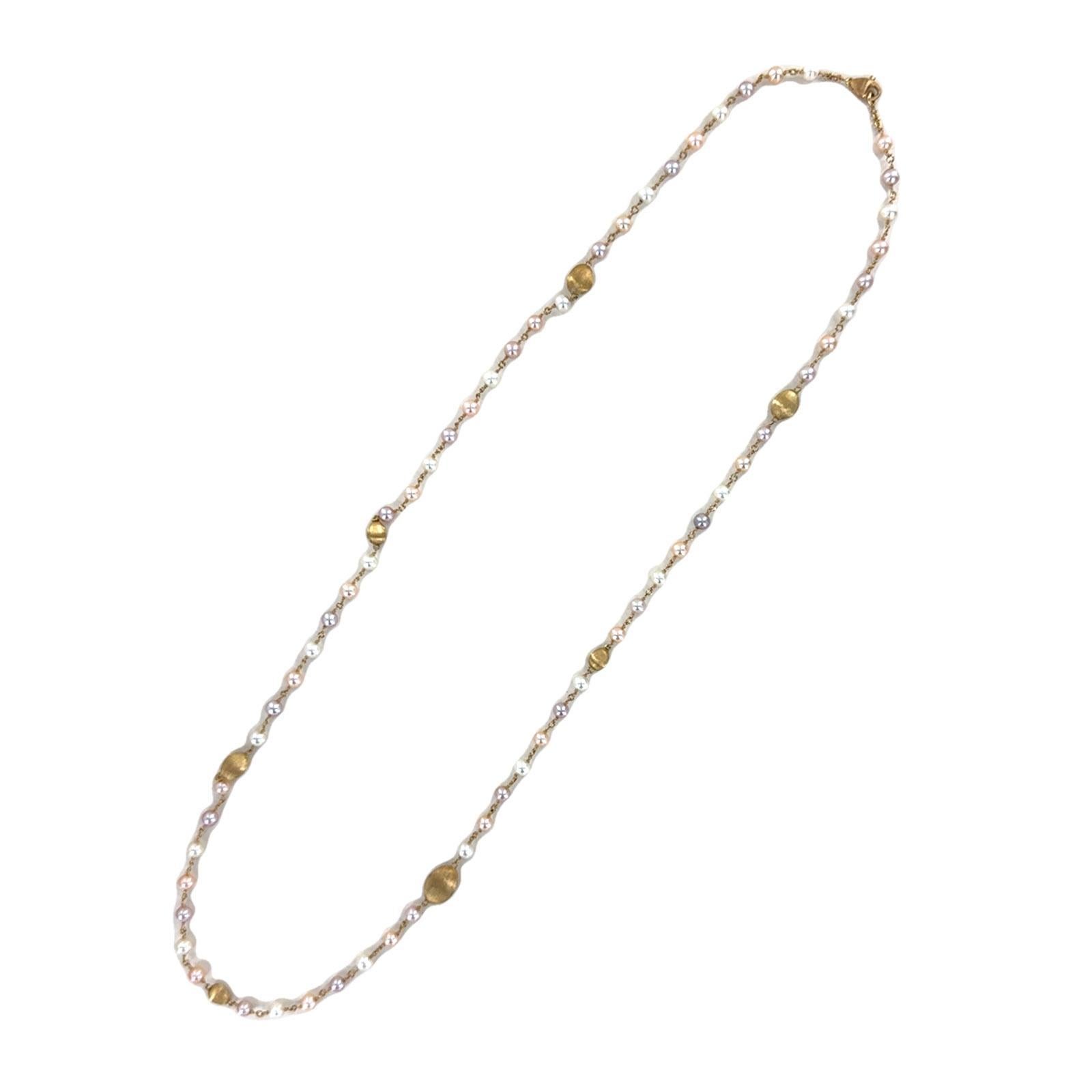 Marco Bicego Collier à maillons 31 pouces en or jaune 18 carats et perles Excellent état - En vente à Boca Raton, FL