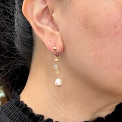 Marco Bicego Pearl and Gemstone Drop Dangle Earrings 18k Yellow Gold
