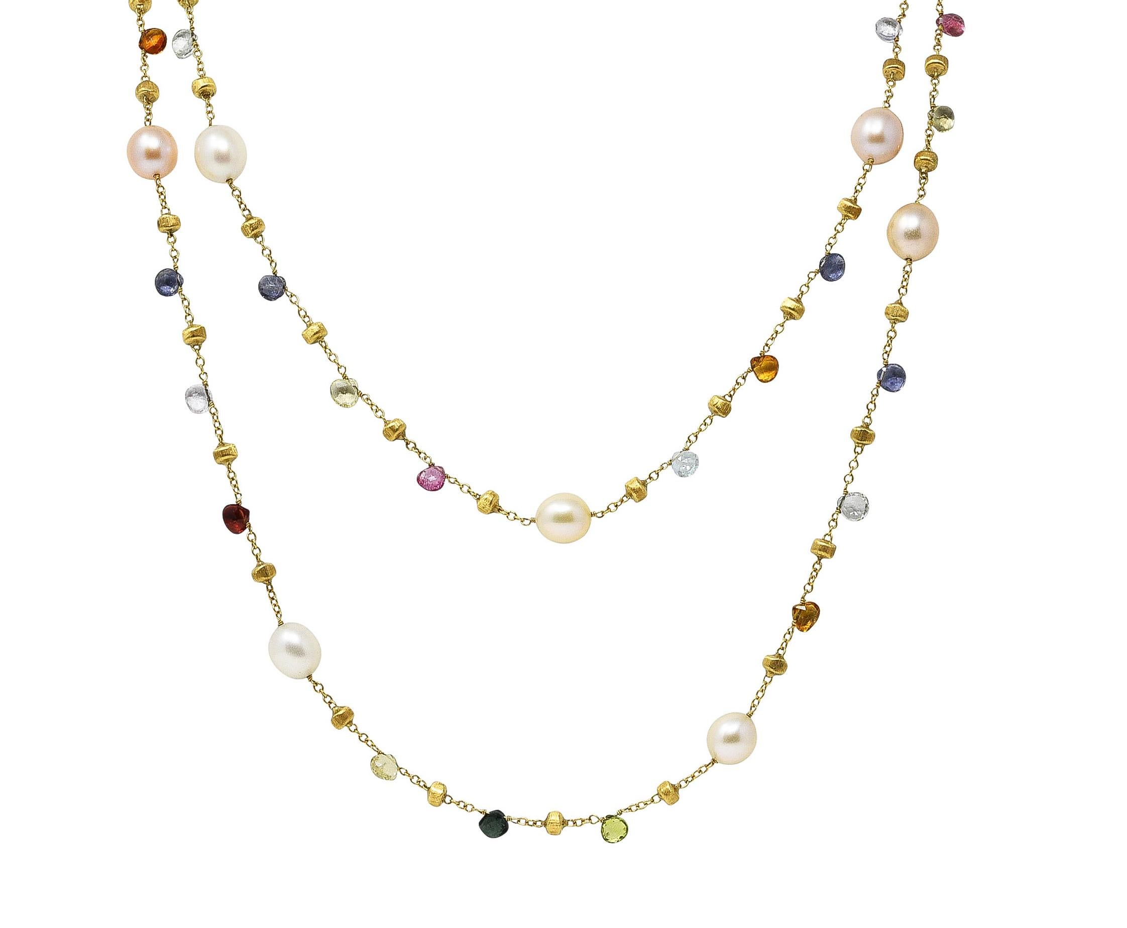 Marco Bicego Halskette aus 18 Karat Gelbgold mit Perlen, Citrin und Topas und mehreren Edelsteinen (Zeitgenössisch)