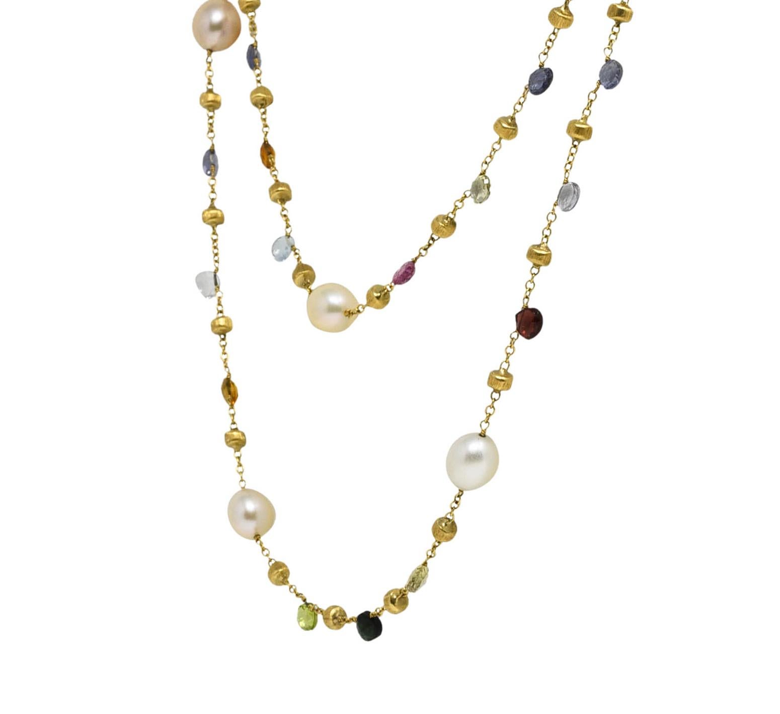 Marco Bicego Halskette aus 18 Karat Gelbgold mit Perlen, Citrin und Topas und mehreren Edelsteinen im Zustand „Hervorragend“ in Philadelphia, PA