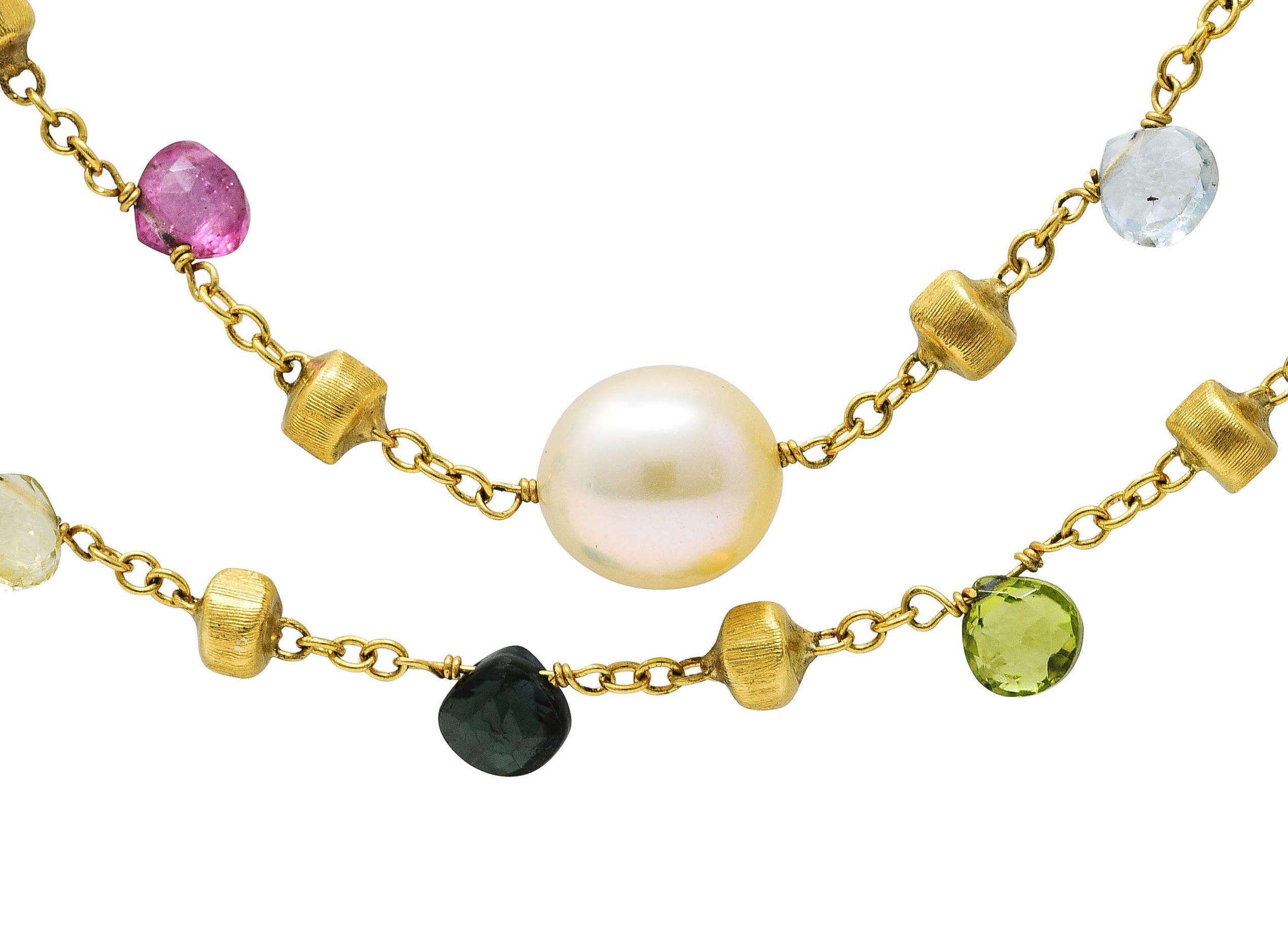 Marco Bicego Halskette aus 18 Karat Gelbgold mit Perlen, Citrin und Topas und mehreren Edelsteinen 1
