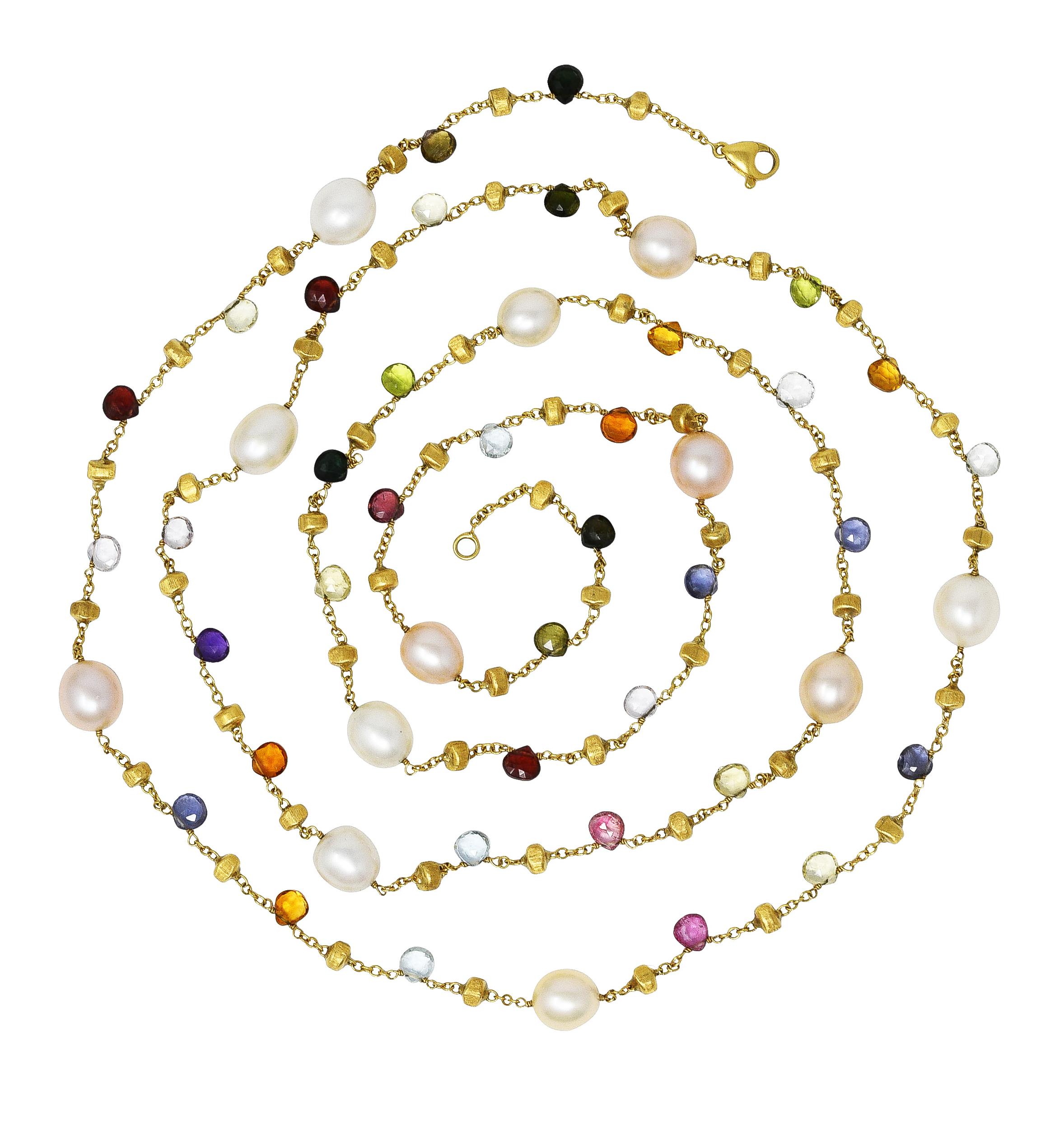 Marco Bicego Halskette aus 18 Karat Gelbgold mit Perlen, Citrin und Topas und mehreren Edelsteinen 4