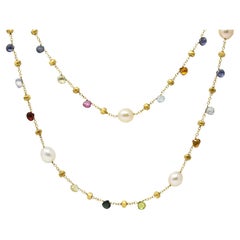 Marco Bicego Pearl Citrine Topaz Multi Gemstone 18 Karat Yellow Gold Necklace