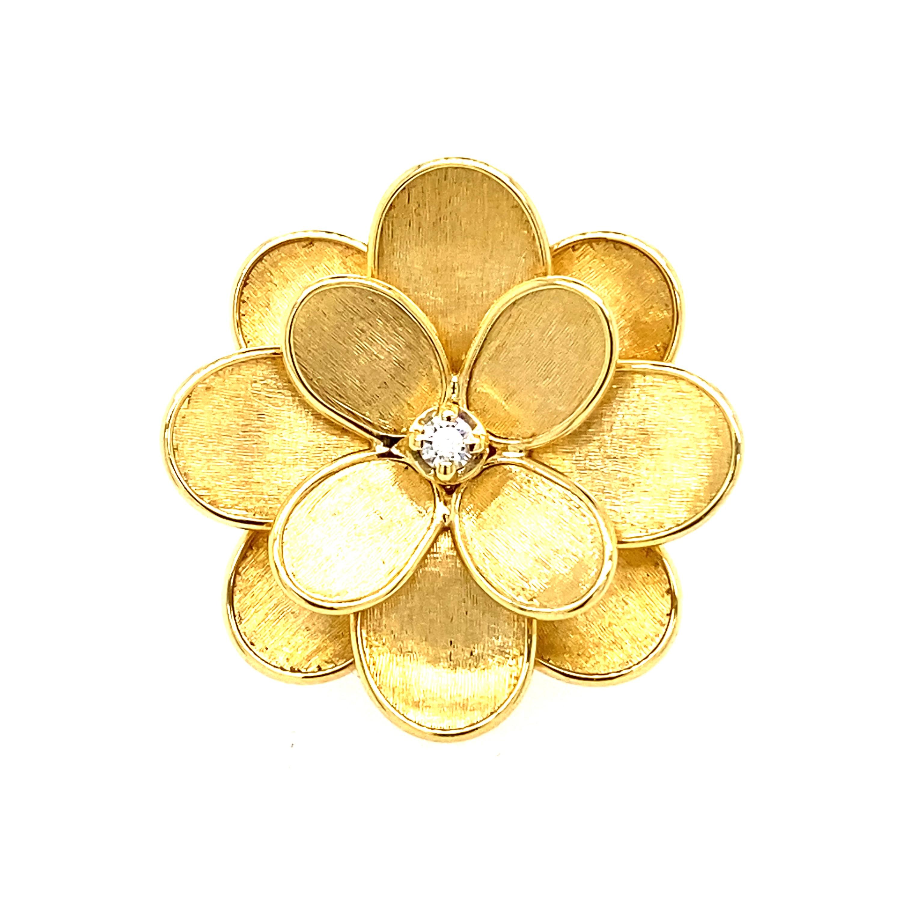 Marco Bicego Petali Kollektion 18K Gelbgold und Diamant-Blumenring (Rundschliff)