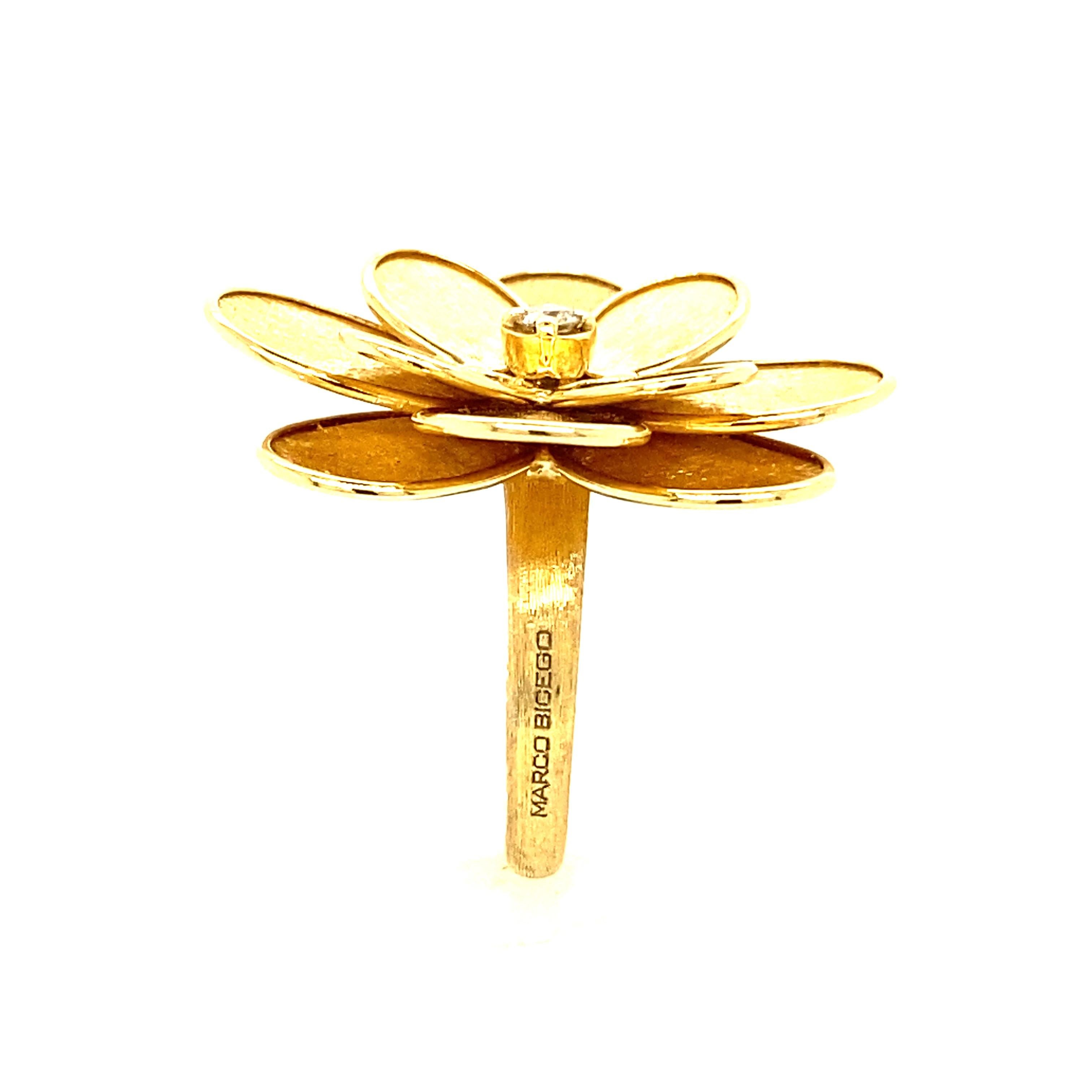 Marco Bicego Petali Kollektion 18K Gelbgold und Diamant-Blumenring Damen