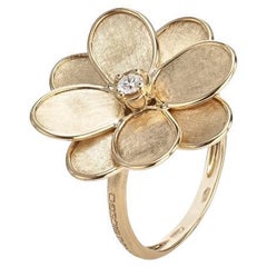Marco Bicego Petali Collection 18K Yellow Gold and Diamond Flower Ring