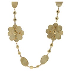 Marco Bicego Petali Smooth Brushed Finishes Station Necklace 38" Yellow Gold 18k