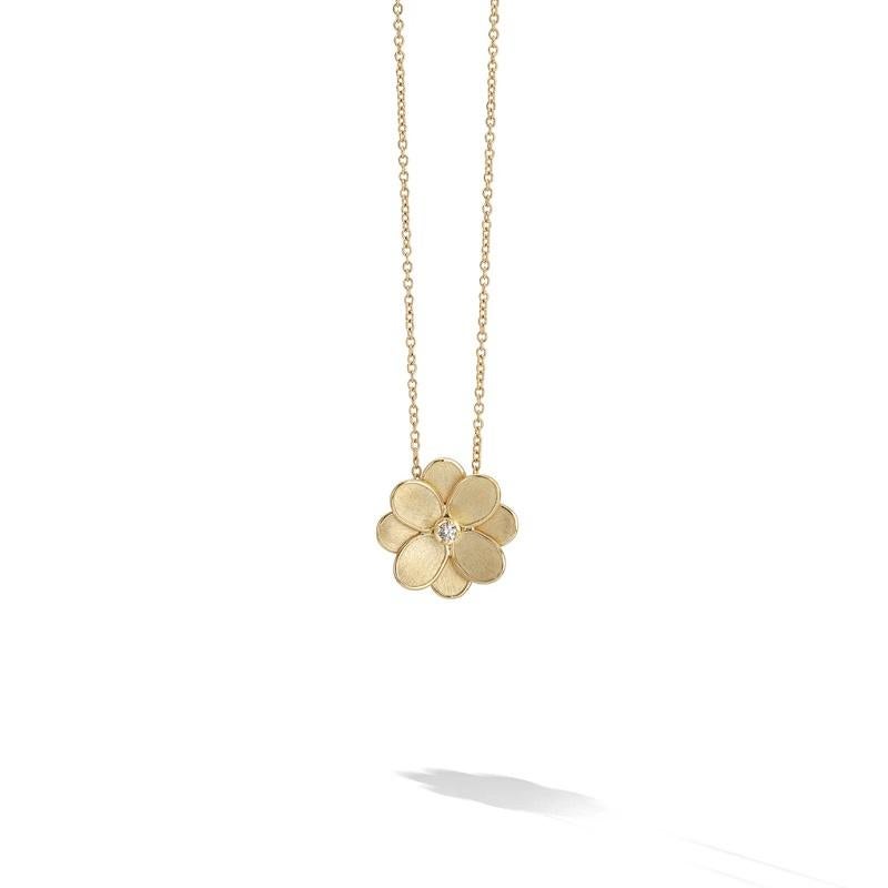 Taille ronde Marco Bicego Petali Pendentif petite fleur en or jaune et diamants CB2434B en vente