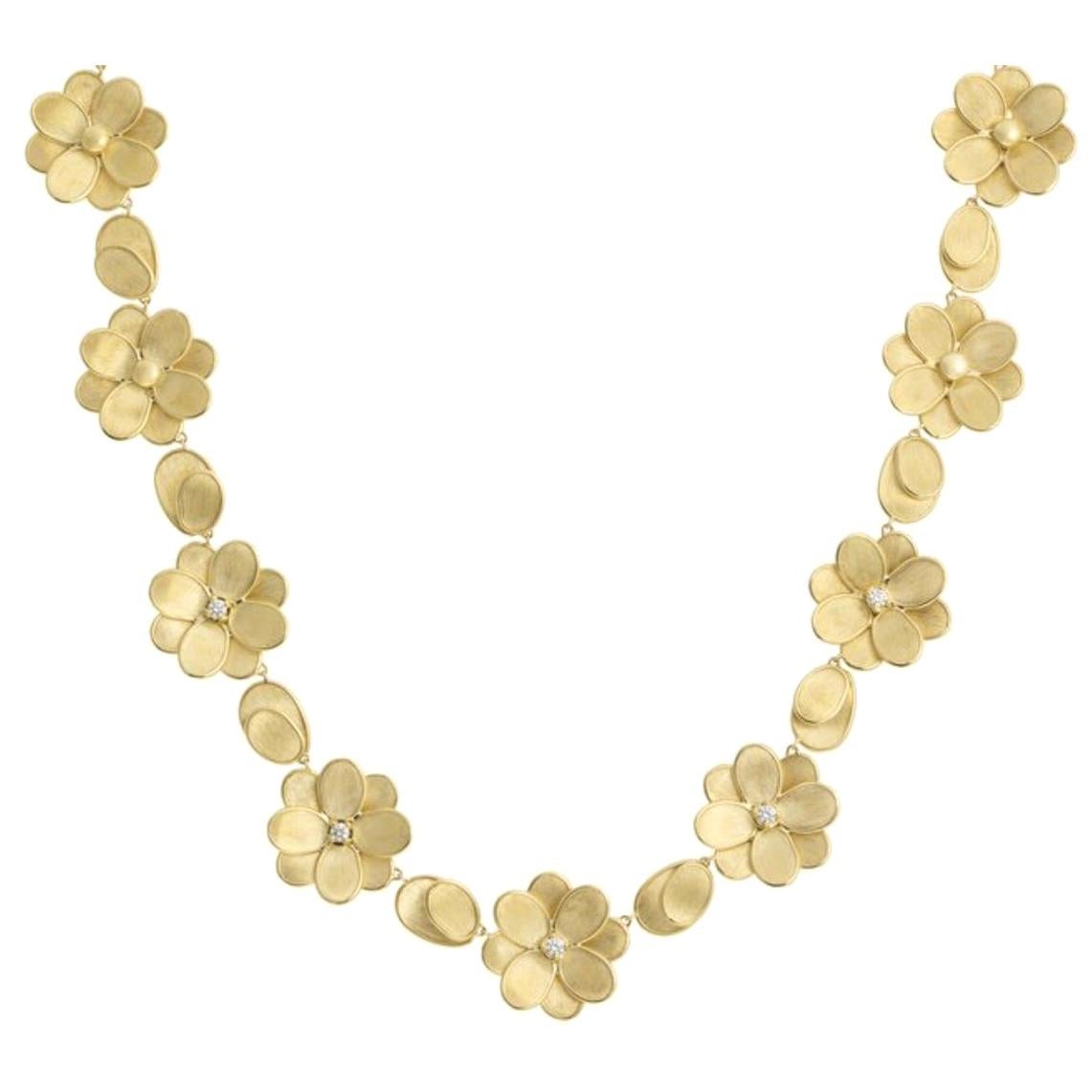 Marco Bicego® Petali Collection 18K Yellow Gold and Diamond Flower Collar
Length: 17.5
