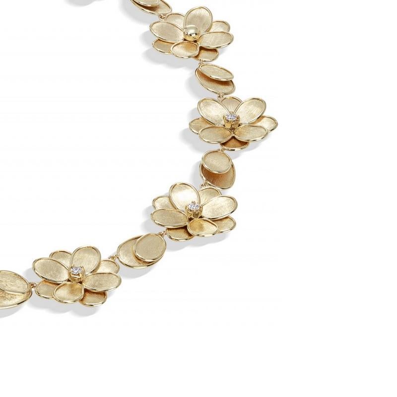 Round Cut Marco Bicego Petali Yellow Gold & Diamonds Ladies Necklace CB2441 B Y 02 For Sale