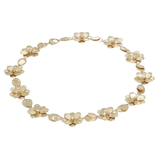 Marco Bicego Petali Yellow Gold & Diamonds Ladies Necklace CB2441 B Y 02 For Sale