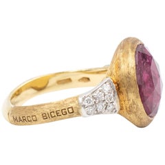 Marco Bicego Pink Tourmaline Jaipur Ring 18 Karat Yellow Gold with Diamonds