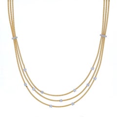 Marco Bicego Santorini Multi-Strand Diamond Necklace 16" Yellow Gold 18k .50ctw