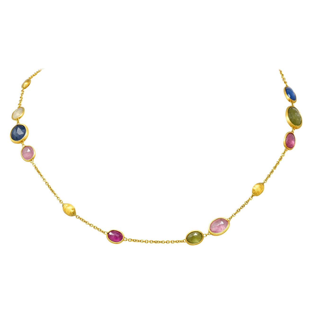 Marco Bicego Sapphire 18 Karat Yellow Gold Confetti Necklace at 1stDibs ...