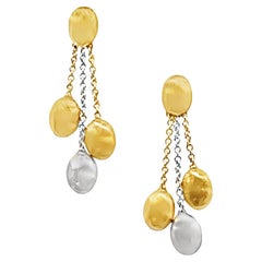 Marco Bicego Siviglia 18 Karat Two Tone Gold Hammered Drop Dangle Earrings