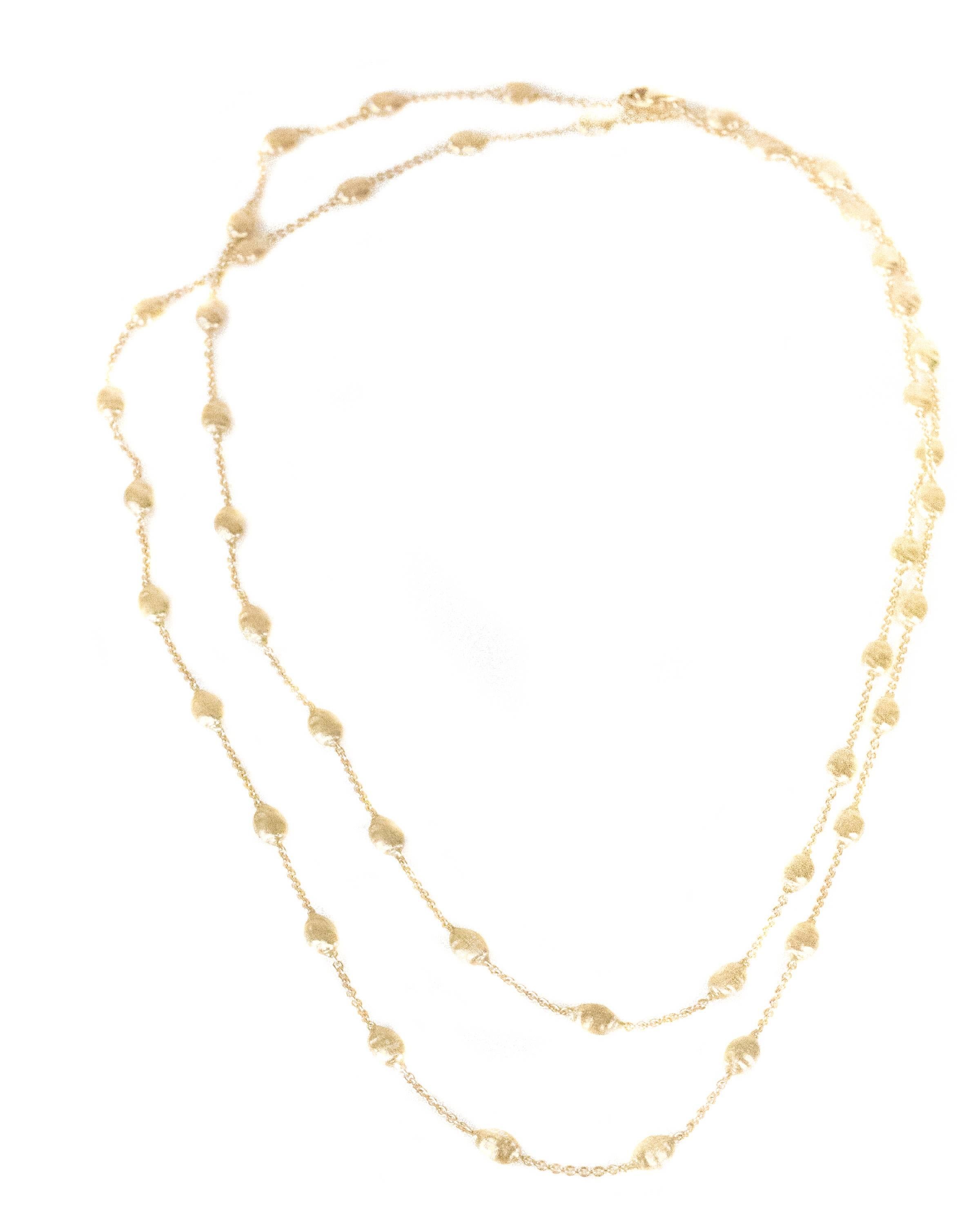 Marco Bicego, Siviglia Collection, 18 Karat Yellow Gold Small Bead Necklace, 39 1/4 inches long

Italian jewelry Designer Marco Bicego finds his inspiration in his natural surroundings. The ancient cobblestones of Seville inspired Bicego to create