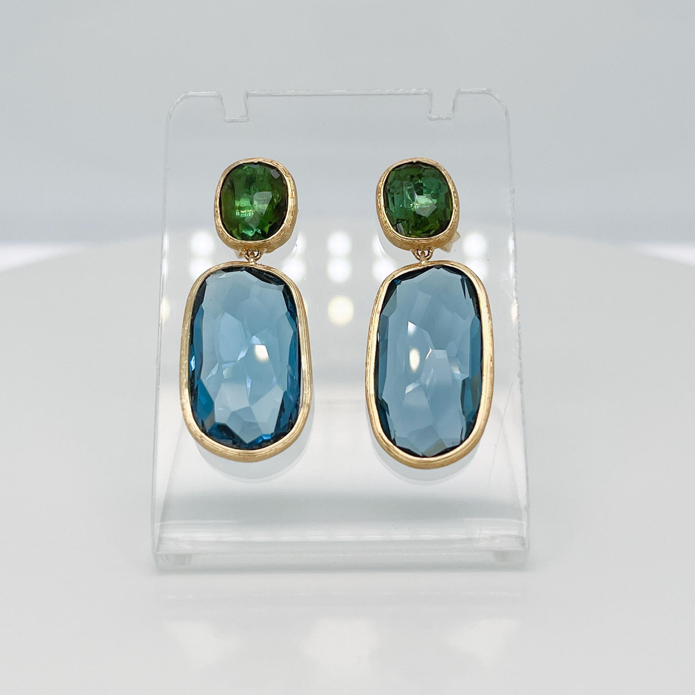 Marco Bicego Siviglia 18K Gold, Topas & Turmalin 2-Stein-Tropfen-Ohrringe (Revival)