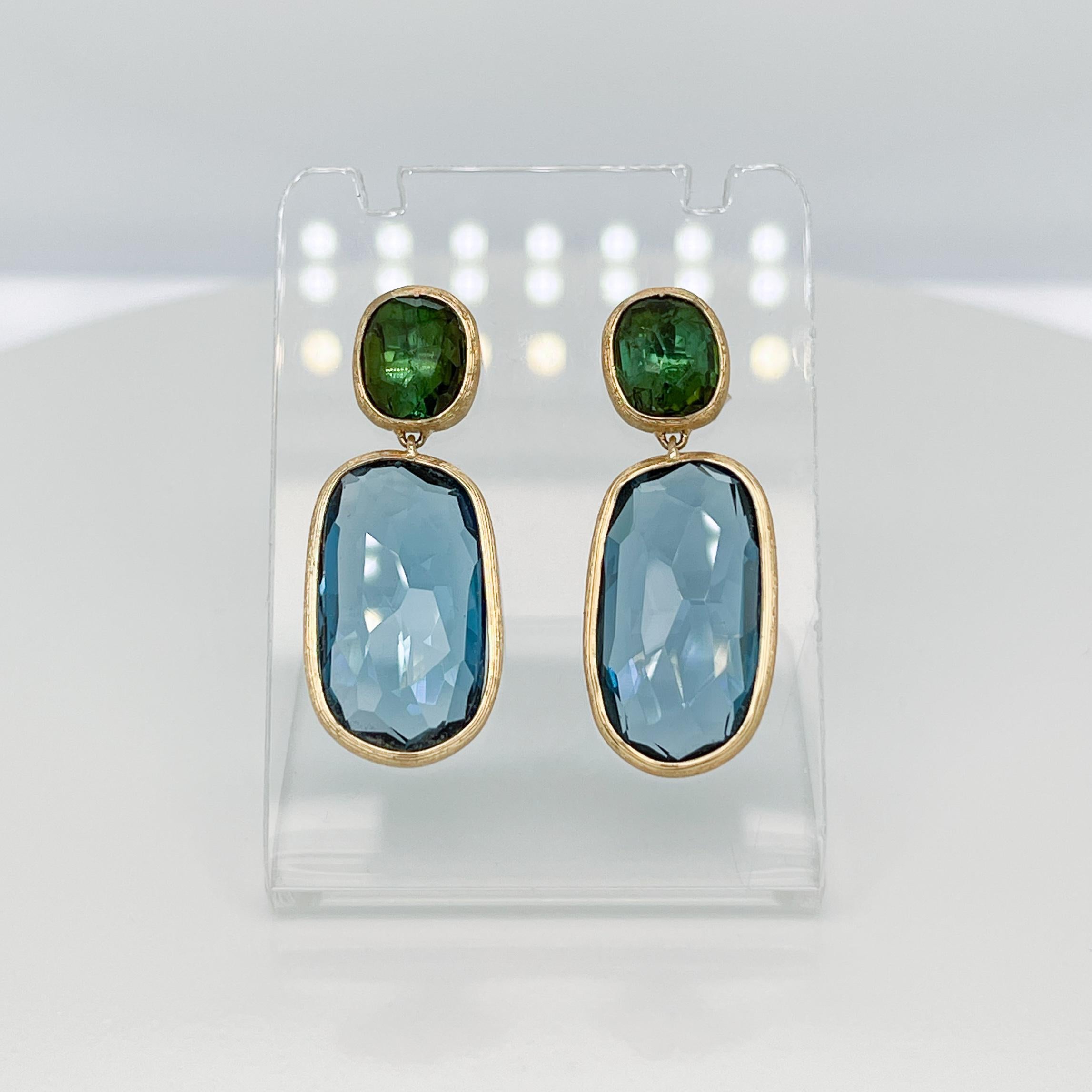 Marco Bicego Siviglia 18K Gold, Topas & Turmalin 2-Stein-Tropfen-Ohrringe (Gemischter Schliff)