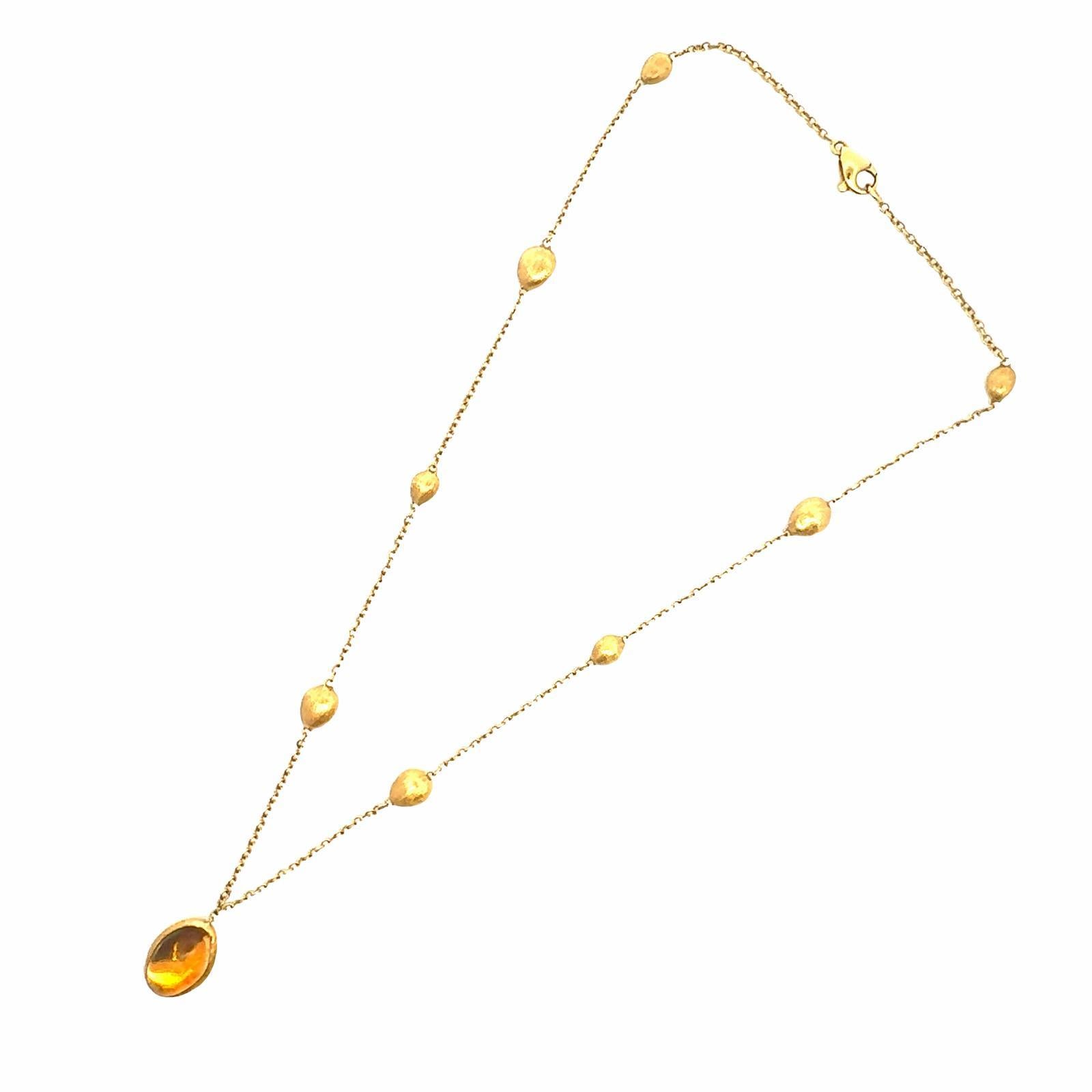 Modern Marco Bicego Siviglia Cabochon Citrine 18 Karat Yellow Gold Pendant Necklace For Sale