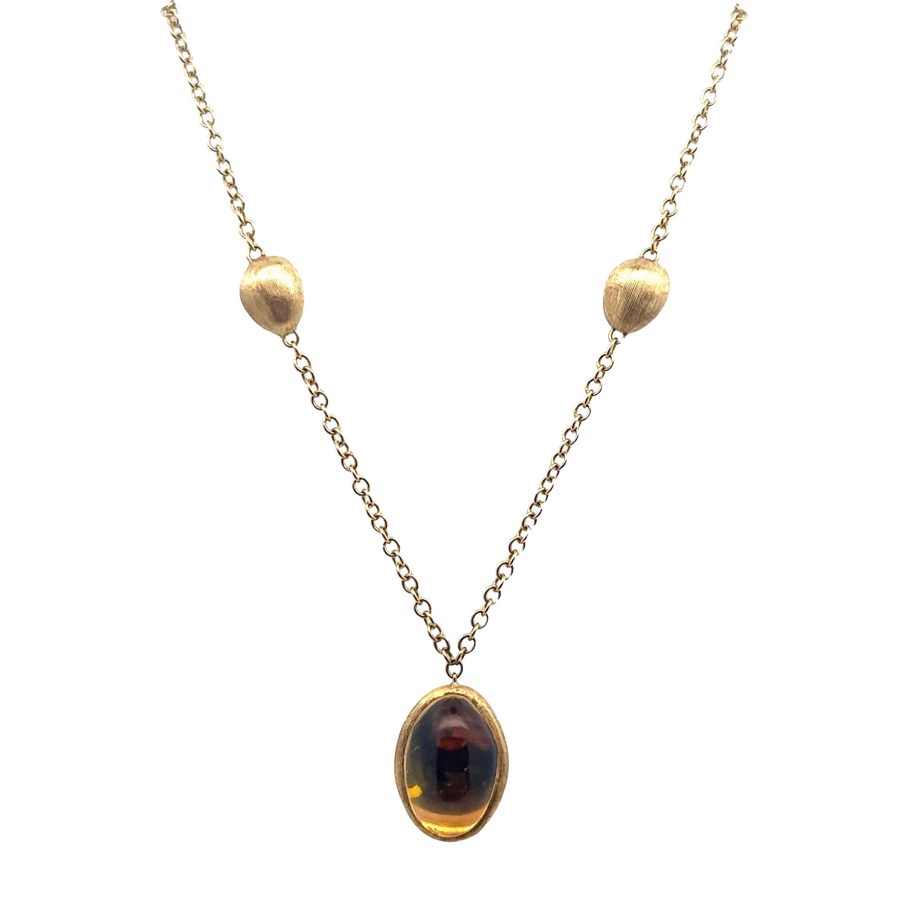 Women's Marco Bicego Siviglia Cabochon Citrine 18 Karat Yellow Gold Pendant Necklace For Sale