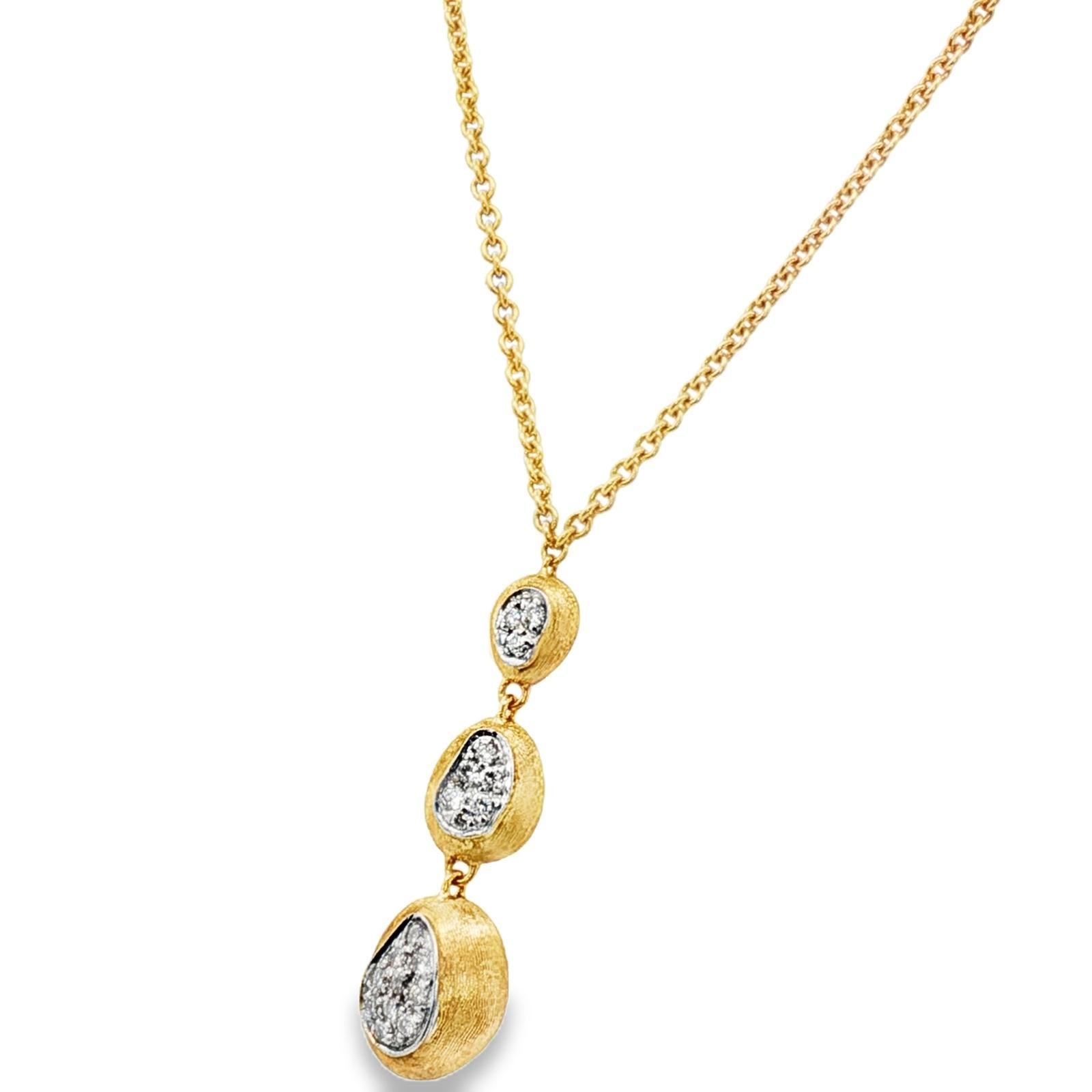 Modern Marco Bicego Siviglia Diamond 18KYG 20 Inch Drop Pendant Necklace For Sale