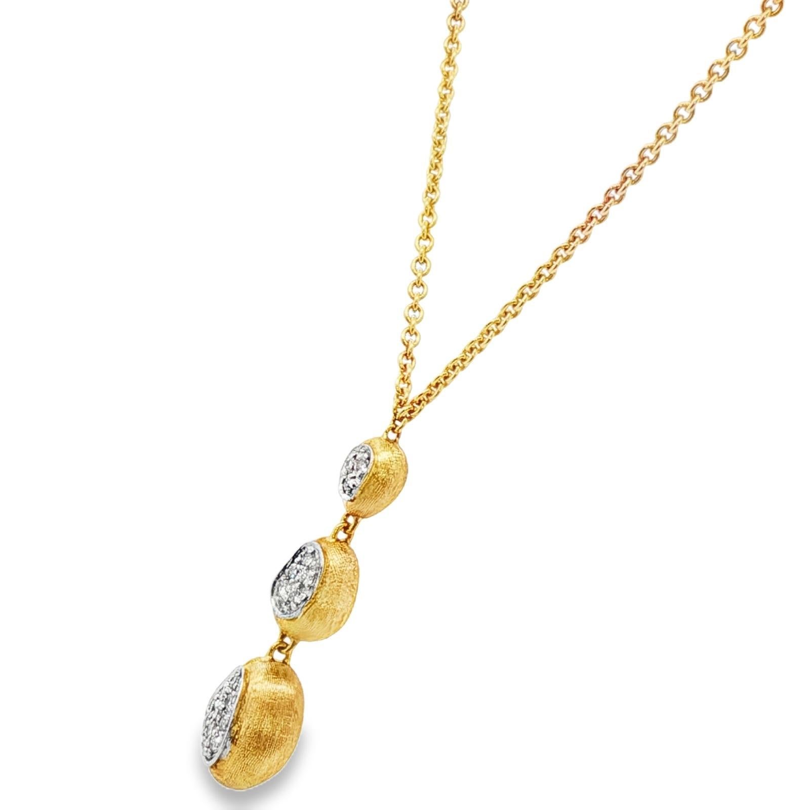 Marco Bicego Siviglia Diamond 18KYG 20 Inch Drop Pendant Necklace In Excellent Condition For Sale In Boca Raton, FL
