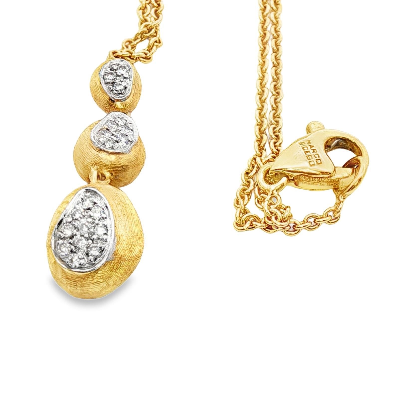 Women's Marco Bicego Siviglia Diamond 18KYG 20 Inch Drop Pendant Necklace For Sale