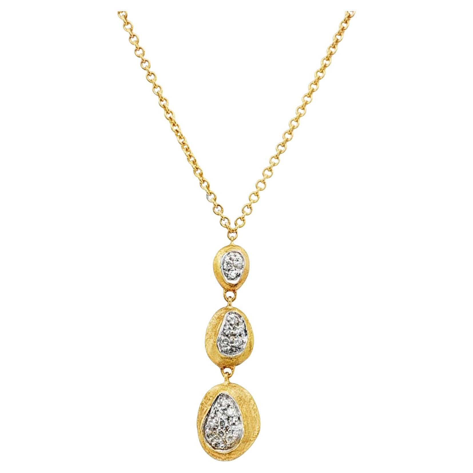 Marco Bicego Siviglia Diamond 18KYG 20 Inch Drop Pendant Necklace For Sale
