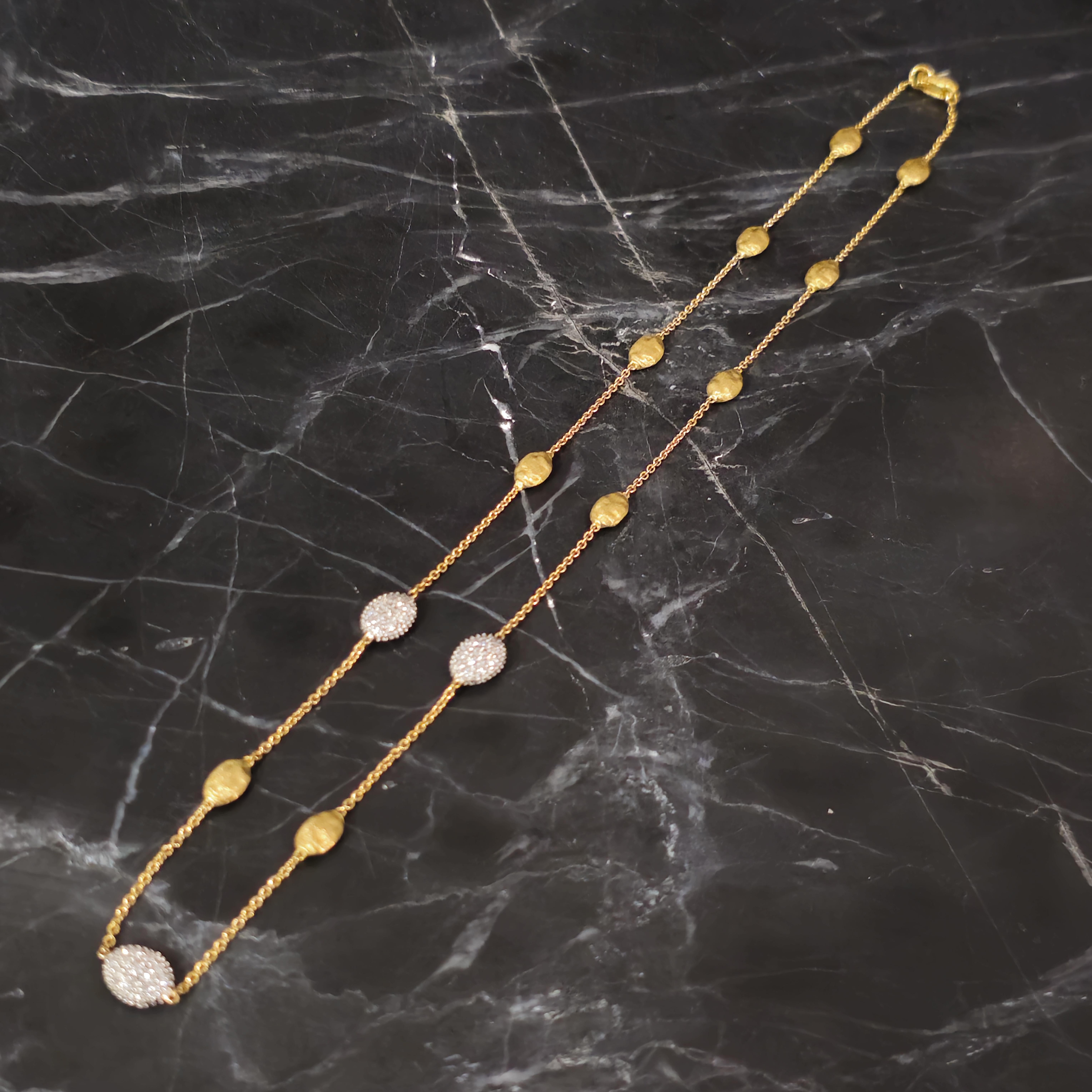Marco Bicego Siviglia Diamond Station Chain Necklace Bead 18k Yellow Gold 16