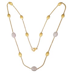 Marco Bicego Siviglia Diamond Station Chain Necklace Bead 18k Yellow Gold 16"