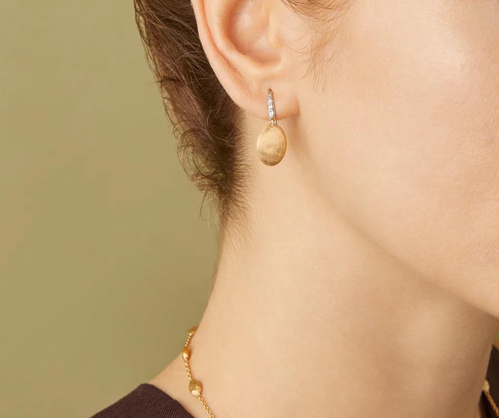 Women's or Men's Marco Bicego Siviglia Grande 18k Yellow Gold and Diamond Earrings OB1691-A B1